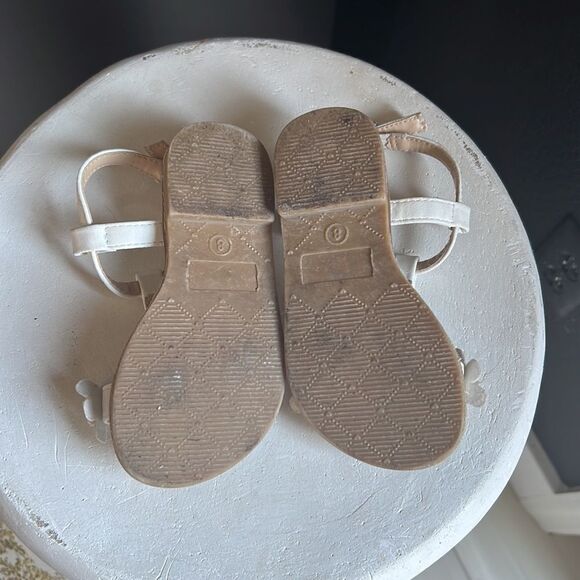 Girl Size 8 white strappy Sandals leather floral Adrienne Vittadini - Picture 5 of 7